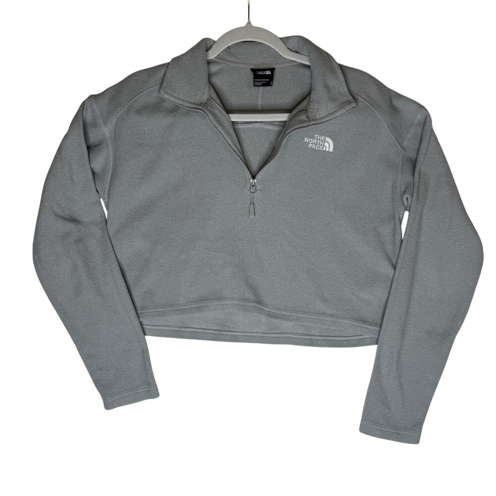 The North Face Sweatshirt Womens Medium Gray Fleece 1/4 Zip Cropped NF0A4SPT